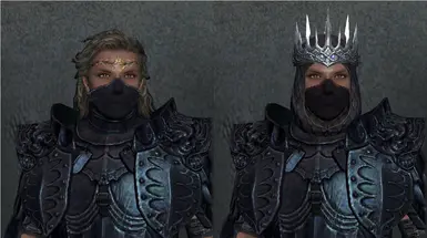 (Left) Grave Veil Mask and Laurel Circlet  /  (Right) Carrion Veil Mask and Crowned Hood