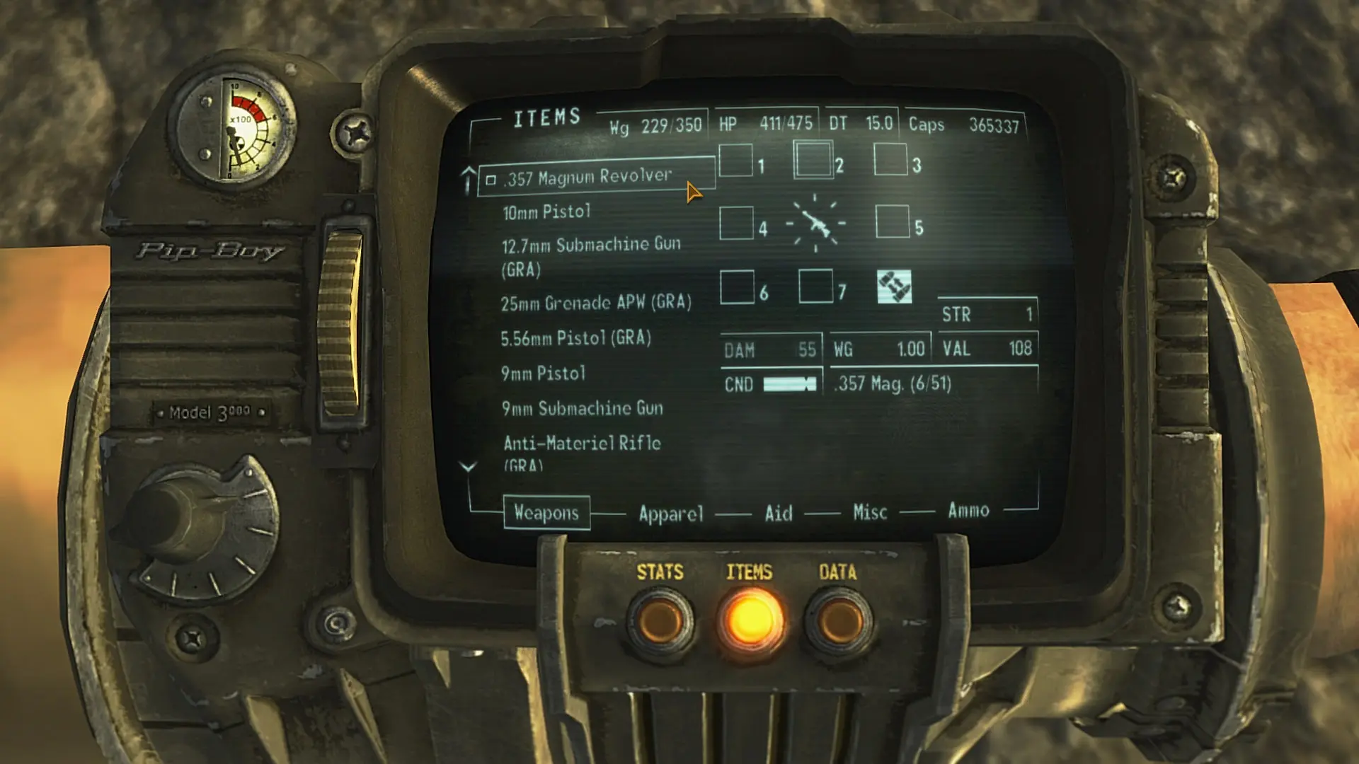 fallout new vegas hotkey