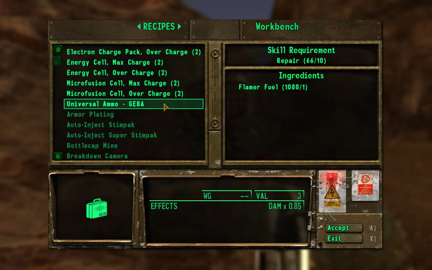 Fallout mod menu