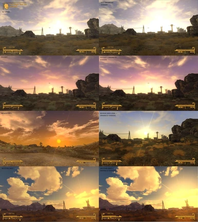 Weather mods comparison at sunrise