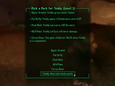 fallout new vegas perk every level not working