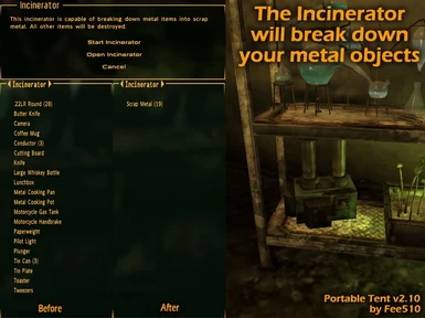 Incinerator to meltdown items