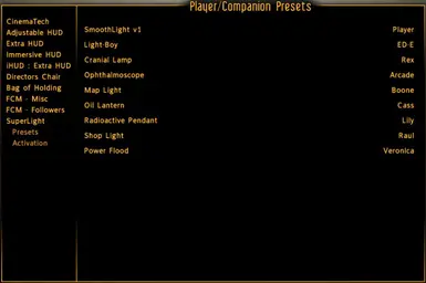 v1 presets menu