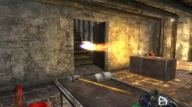 Testing out the flamethrower