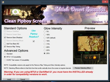 Clean Pipboy Screen Settings