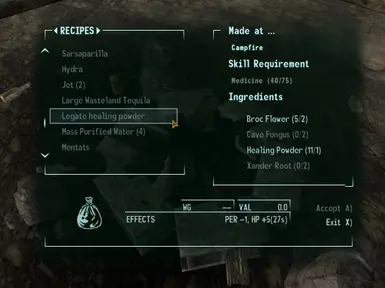 fallout new vegas campfire recipes