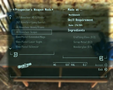 Craftable weapon mods - some use new materials