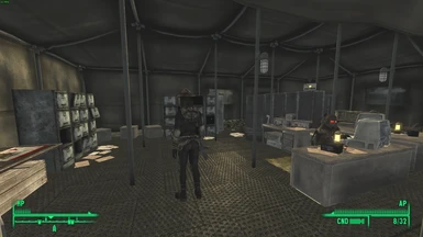 2.5 changes to this Camp McCarran tent which is suppose to be the armory but had some static vanilla bugs that corresponded to NPC on the right at the desk, (he sat and typed feet away from the desk in vanilla) so I redid the tent