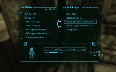 NCR Ranger locker contents