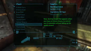 Reasonably Weighted Food Items TTW at Fallout New Vegas - mods and community