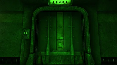 Doors are labeled (The green lighting's from my Pip-Boy lol).