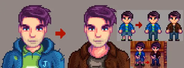 Shane Brown Jacket and Pants - Sprite and Portrait at Stardew Valley ...