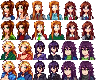 Seasonal Female Bachelor Portraits and Sprites at Stardew Valley Nexus ...