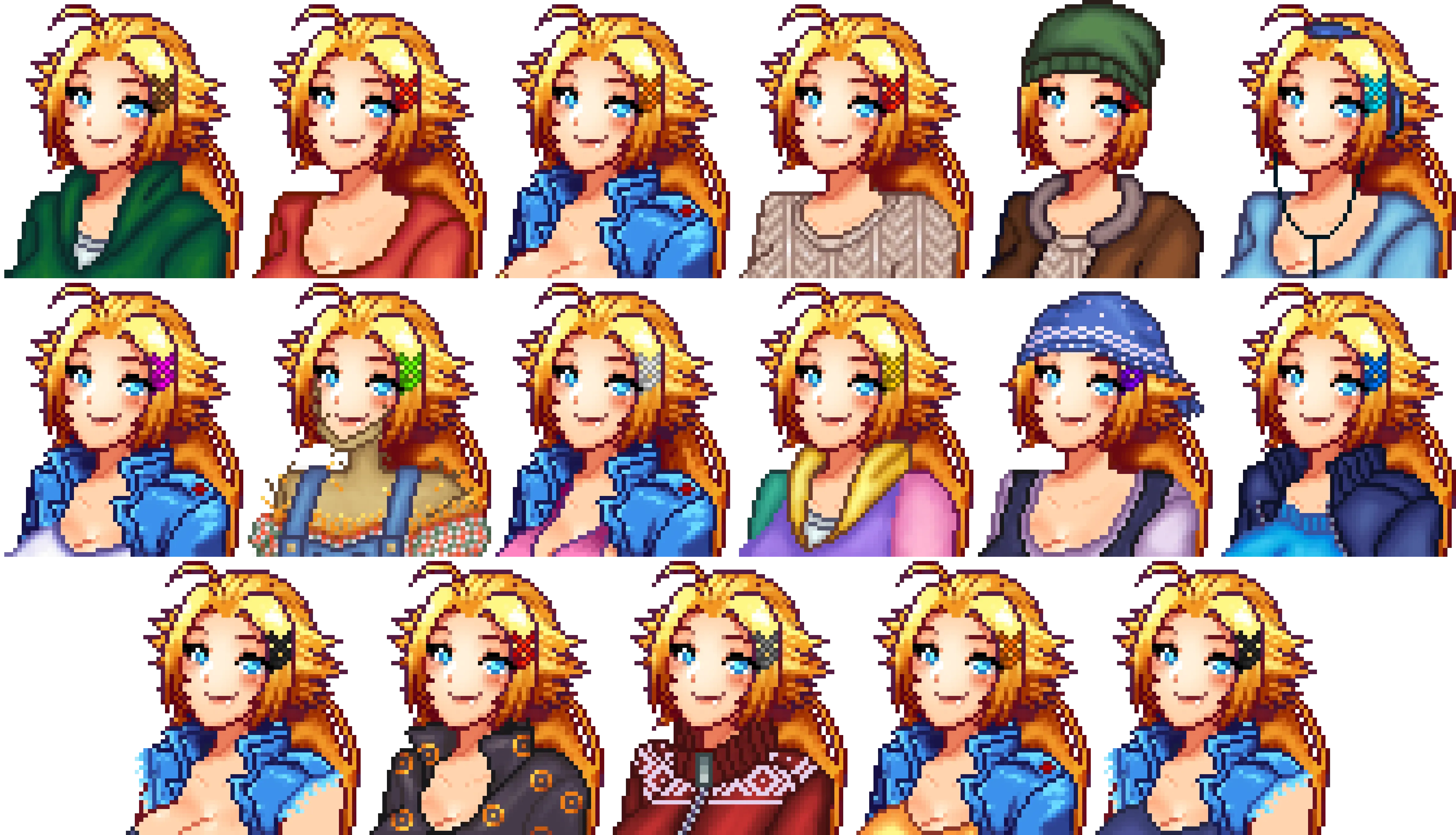 Seasonal Female Bachelor Portraits and Sprites at Stardew Valley Nexus ...