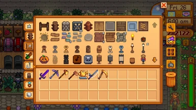 The new crafting menu, with Use Uniform Grid enabled.