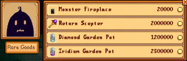 Diamond and Iridium Garden Pots buyable from Krobus