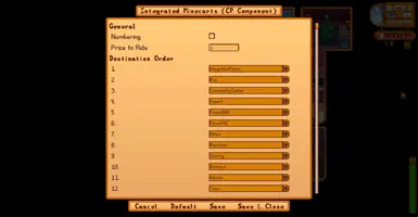 CP Component - General and Destination Order settings