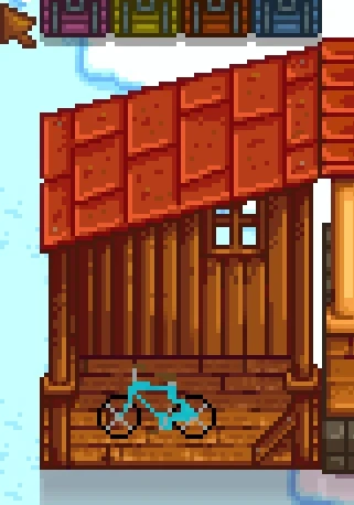  blue bike in shed