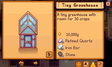 Buy the tiny greenhouse (and choose a skin) from Robin. 