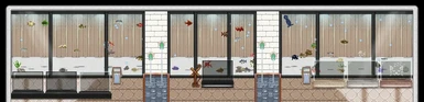 1.0.1 Animated - DAY - Conservatory L black Aqua(Sand) - DGA fish tank window add on - (Natural Aquarium Project - Fish Reskin)