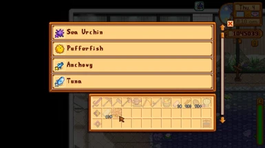 Opened inventory = only for taking out the fish/deco (same game logic as regular fish tank)