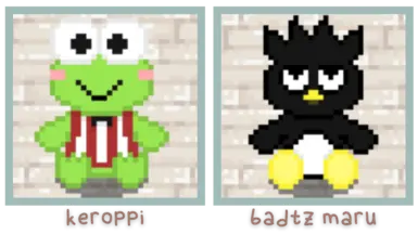 keroppi and badtz maru plushes