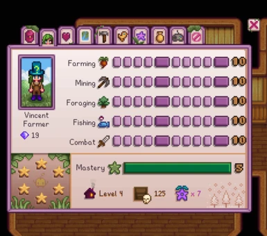 Farmer skill menu, with 1.6 assets recolored