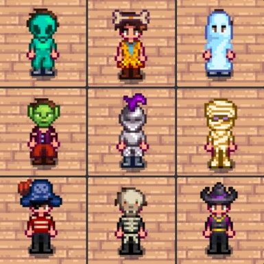 Some new costumes added by the example costume pack