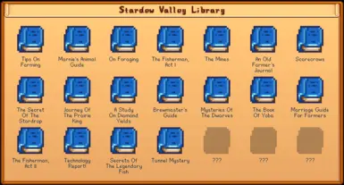 Menu with vanilla covers, 3 books still missing