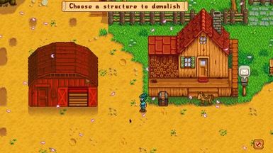 You can also move and destroy buildings directly from your farm.