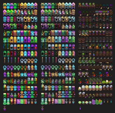 Choose your own sprites! Neon (default), desaturated or Gwen's Medieval Craftables ft plaidbees!
