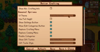 Better Crafting compatibility - select Teak & Teal theme in mod settings
