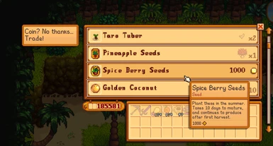 Image of seeds being sold at Island Trader