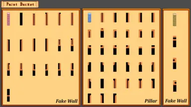 All walls textures. With pillars, the new fake walls and AT bucket, you can create new subdivisions in the house. - Tutte le texture per le pareti. Con i pilastri, i nuovi muri finti e il secchiello di AT puoi creare nuove divisioni nella casa.