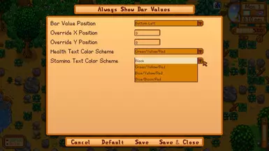 Available color schemes