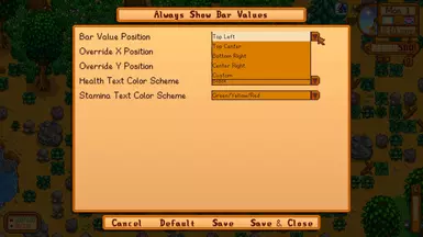 Available position presets
