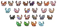 All current base cat colors, in various poses