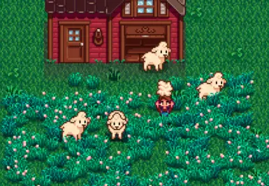 Compatible with CP or AT sheep reskin mods (Shown here: Elle's Cuter Barn Animals)