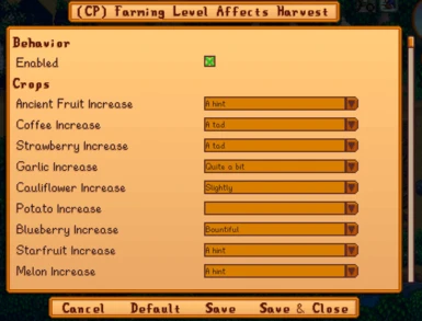 Farming Level Affects Harvest