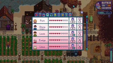 Villager Relationship Screen