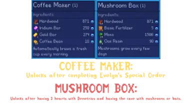 Coffee Maker and Mushroom Boxes