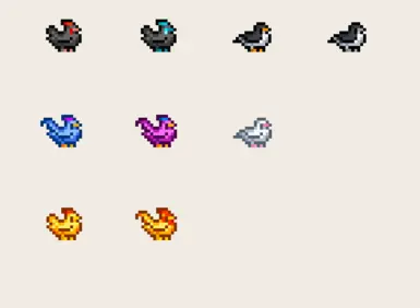 All options for void, blue, and golden chickens