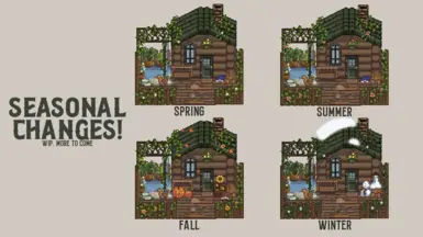 Seasonal changes to the basic farmhouse. Upgrade level only affects the amount of vine growth, the same as the original Tanga Forest mod.