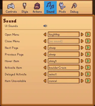Settings - Sound