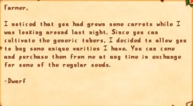 Dwarf Sells You Carrots Letter