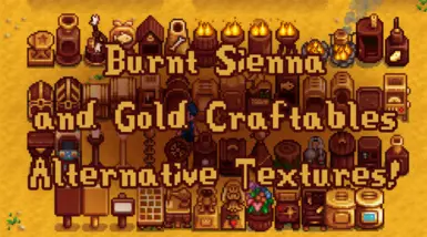 (AT) Burnt Sienna Wood and Gold Craftables