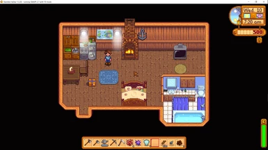 River farmhouse (bed changed by custom linens)