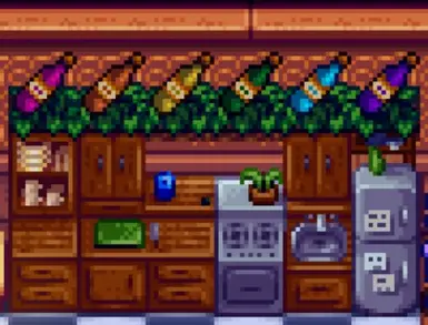 Junimo shelf sections placed above the kitchen