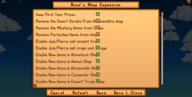 Configuration menu (added 2.0.0 Update)