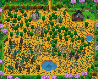 An example of randomized pines on a new save.
